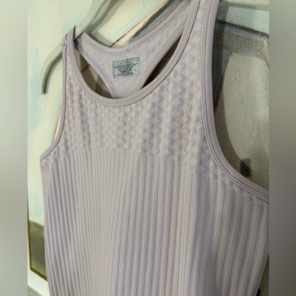 ATHLETA Renew Racerback Steetch Bodycon Tank Light Purple Sleeveless Size Large - Picture 6 of 10